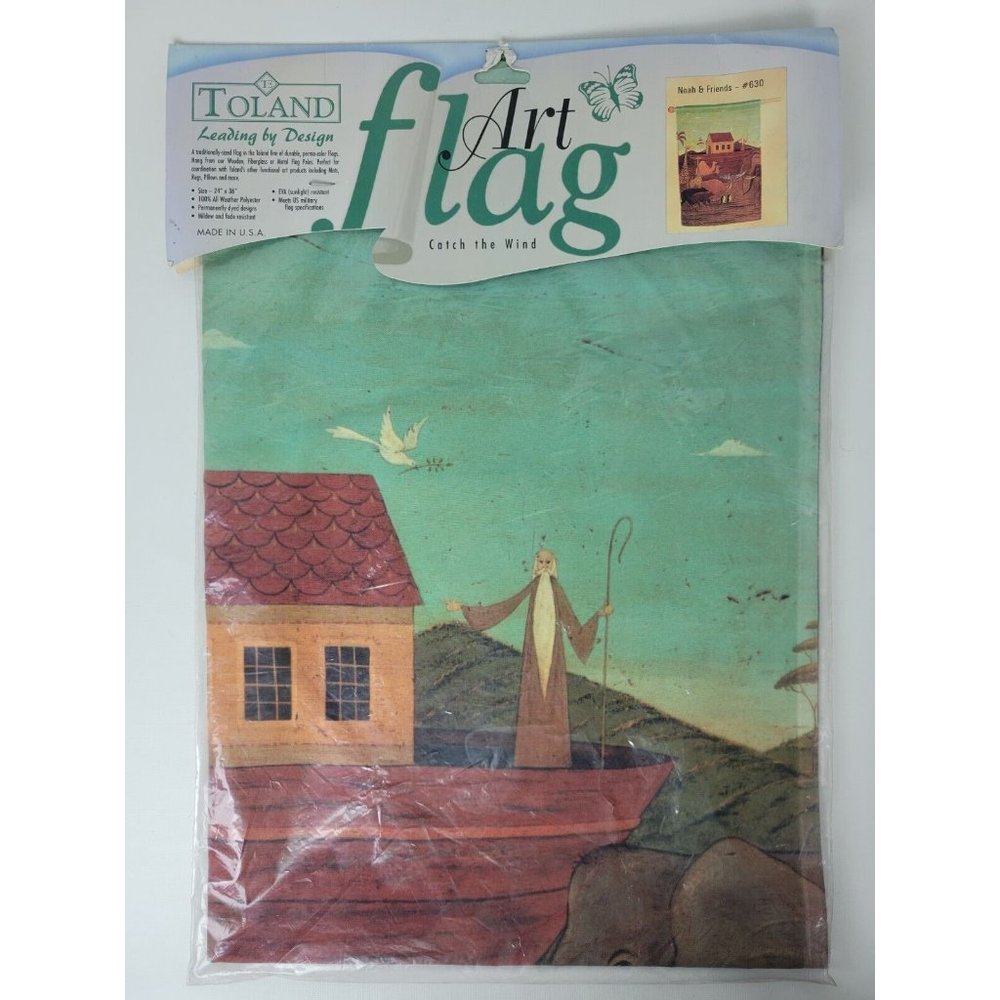 NIP Toland Art Yard Garden Flag Noah & Friends 630 Noahs Ark Warren Kimble 24x36